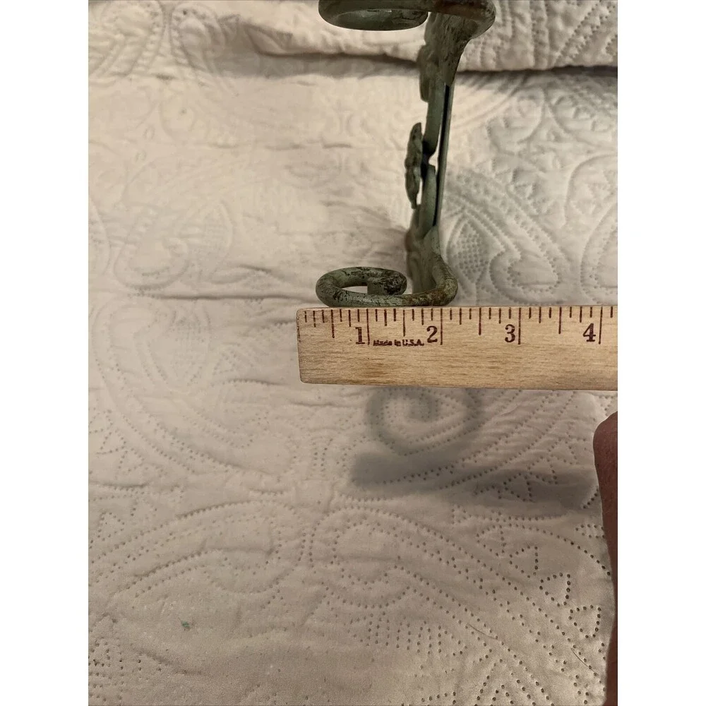 Vintage Cast Iron Green Distressed Wall Hook Holder
